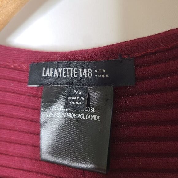 Lafayette 148 Burgundy Ribbed Open Front Sleeveless Cardigan Poncho Vest… - Picture 3 of 3